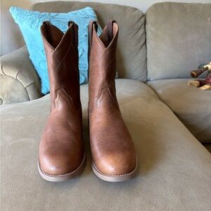 Justin Boots Orange and Brown Leather Western Boot Interior